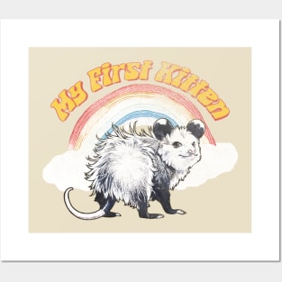 My First Kitten . Retro cartoon T-shirt, vintage cartoon tee, meme T-shirt, unisex Posters and Art